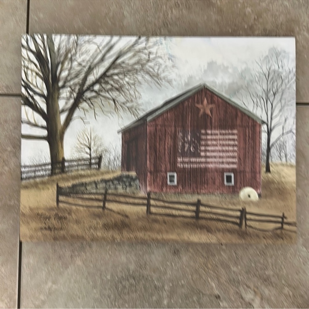 Rustic Barn Wall Art with American Flag